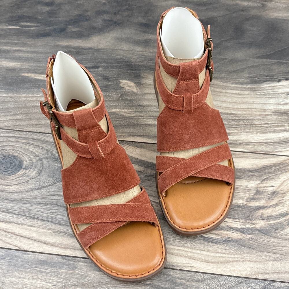 NIB BOC by Born Dora 8M Suede Gladiator Sandal Dk Red - Picture 2 of 12